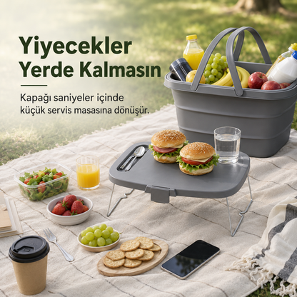 Masalı Katlanabilir Piknik Sepeti - 21 Litre