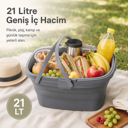 Masalı Katlanabilir Piknik Sepeti - 21 Litre