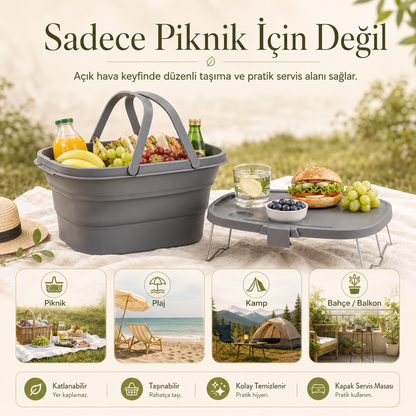 Masalı Katlanabilir Piknik Sepeti - 21 Litre