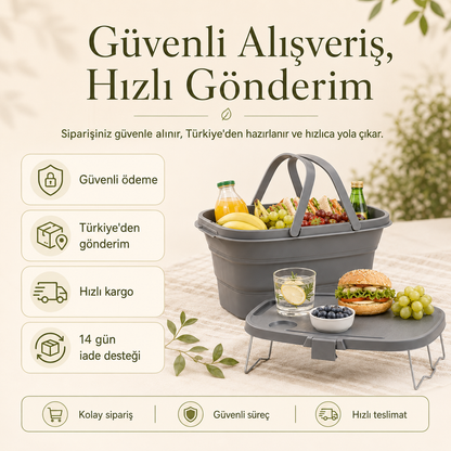 Masalı Katlanabilir Piknik Sepeti - 21 Litre